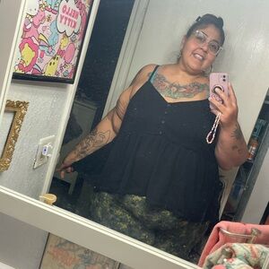 Torrid Black Crinkle Gauze Tank